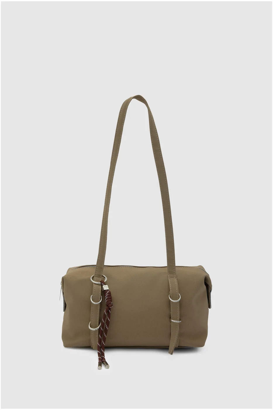 Faux leather shoulder bag in taupe