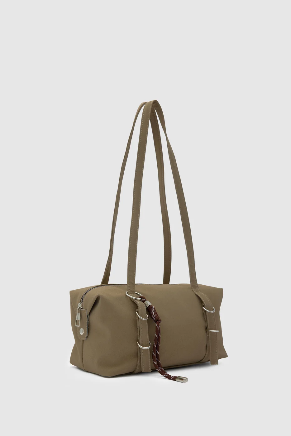 Faux leather shoulder bag in taupe