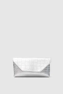 faux leather crossbody bag in silver