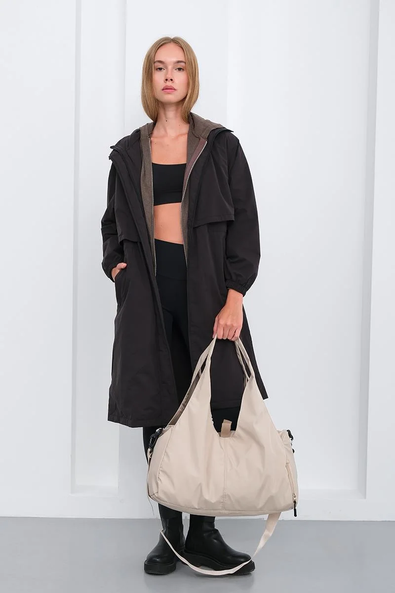 faux leather shoulder bag for stylish organization in beige