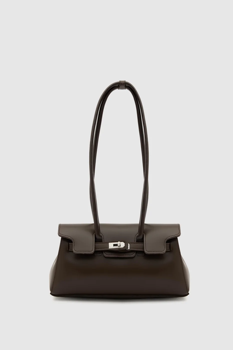 faux leather baguette bag faux leather baguette bag in dark brown