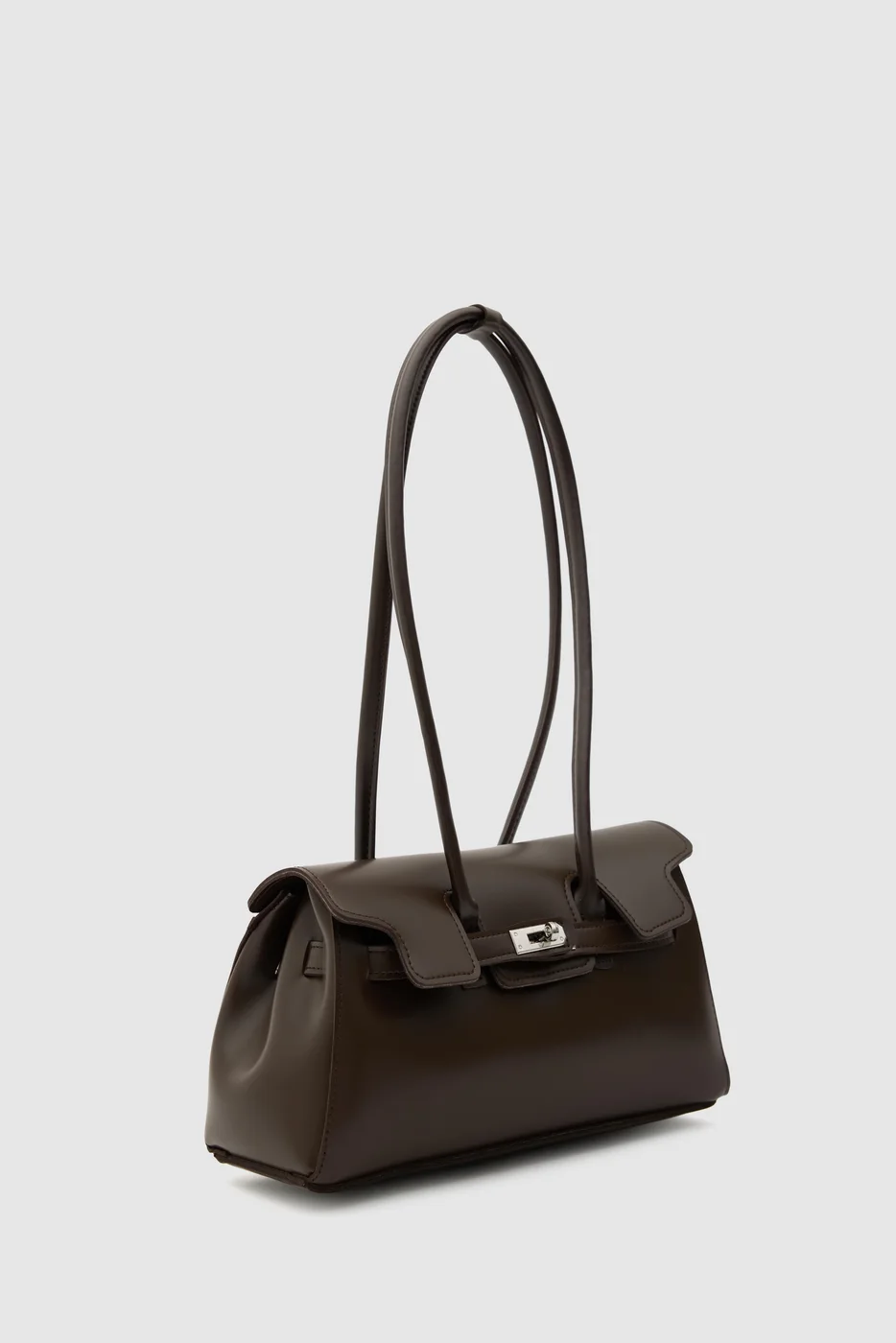 faux leather baguette bag faux leather baguette bag in dark brown