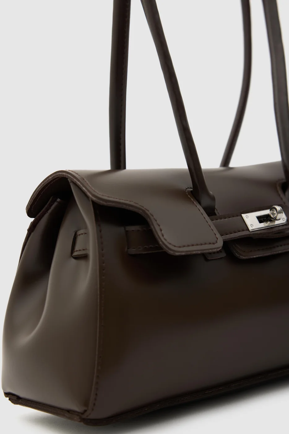 faux leather baguette bag faux leather baguette bag in dark brown