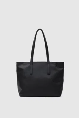 Faux leather shoulder bag for daily use in black