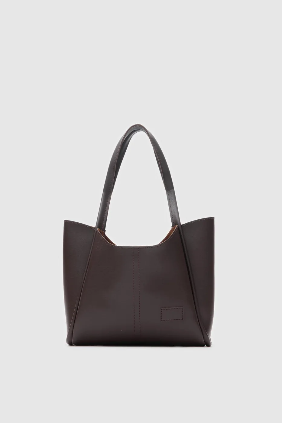 Faux leather shoulder bag in dark brown