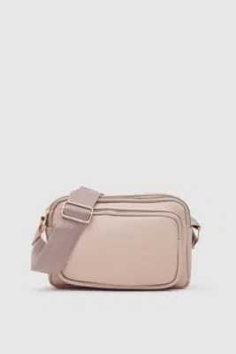 crossbody bag with wallet accessory in beige