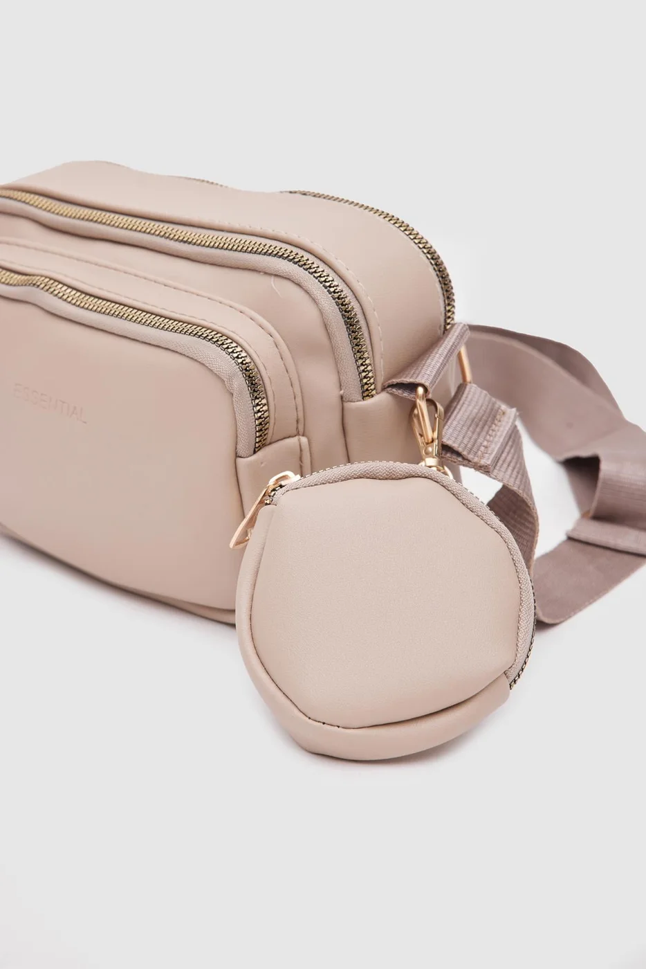 crossbody bag with wallet accessory in beige