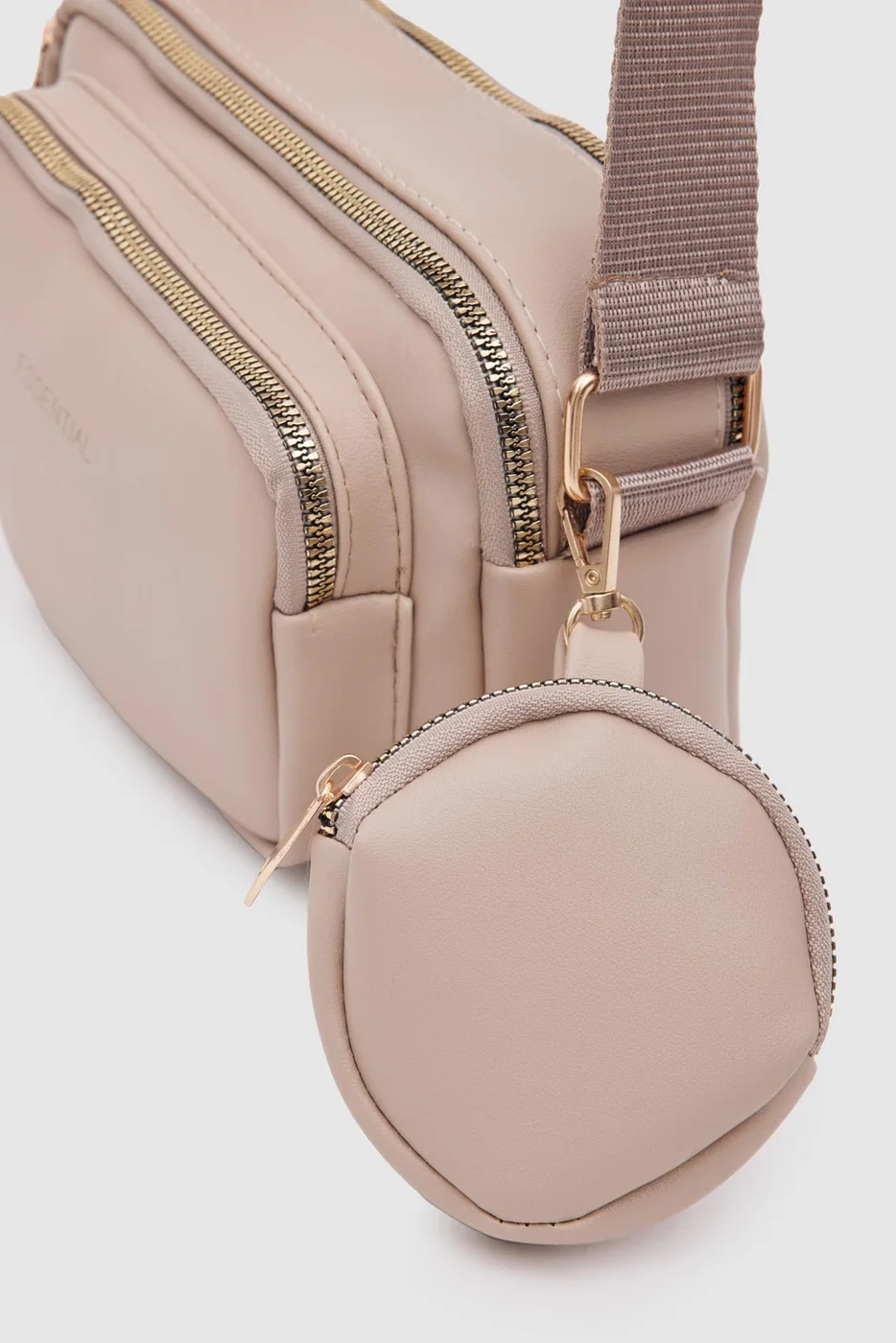 crossbody bag with wallet accessory in beige
