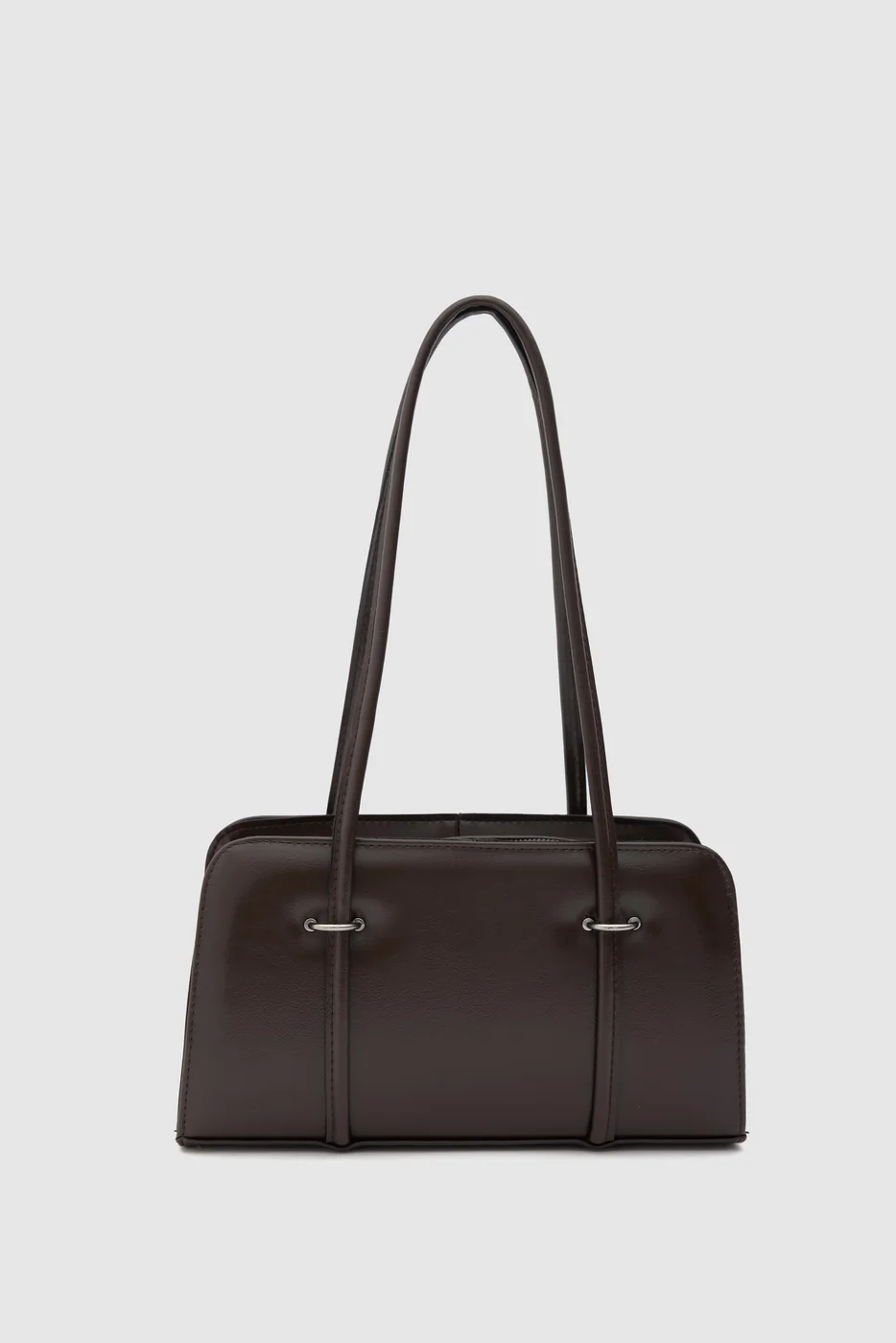 Faux Leather Baguette Bag in dark brown