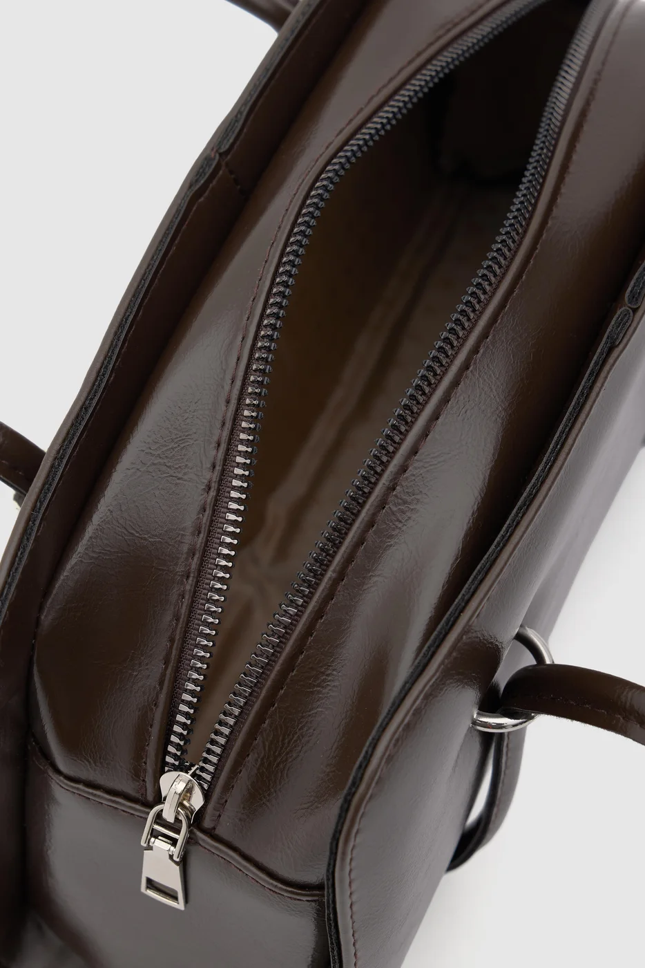Faux Leather Baguette Bag in dark brown