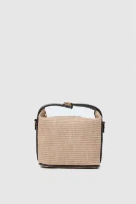 Straw crossbody bag in beige