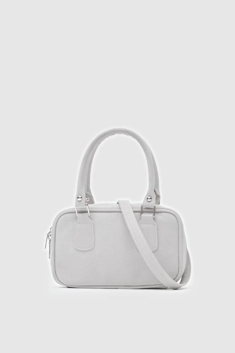 faux suede crossbody bag in stone