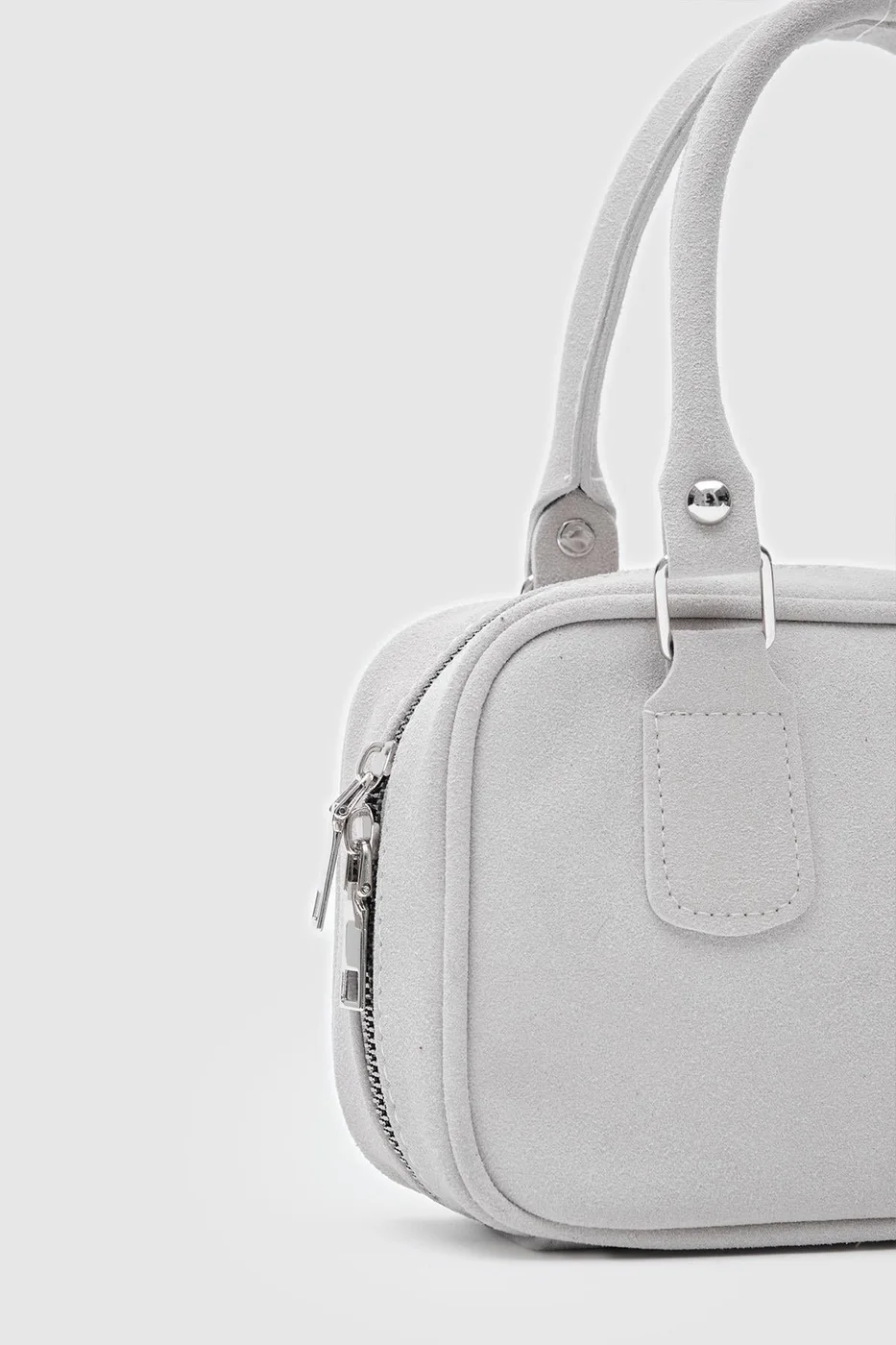 faux suede crossbody bag in stone