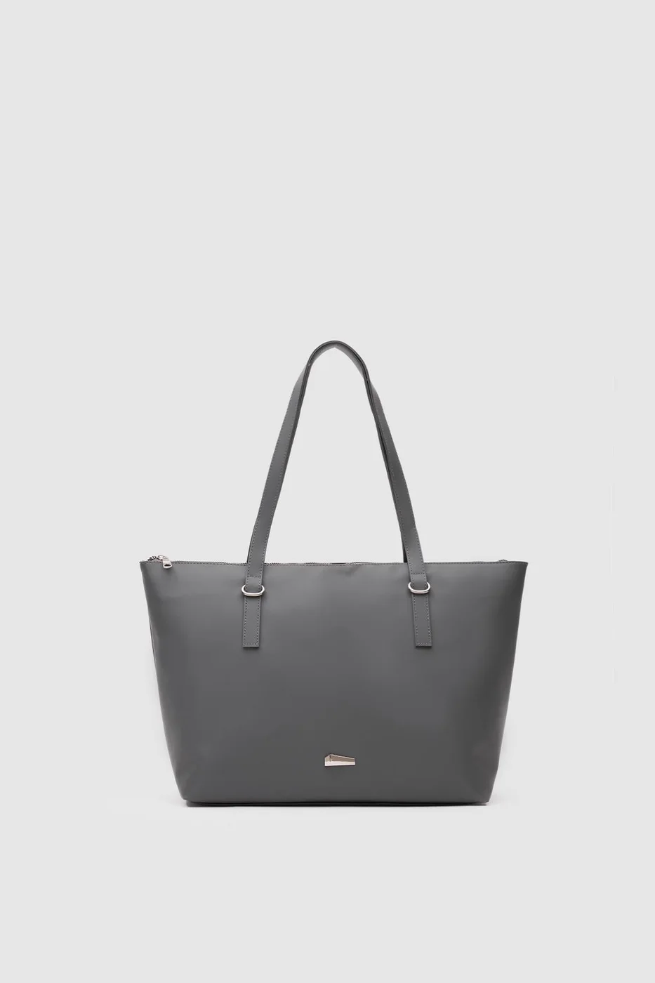 satin shoulder bag in charcoal