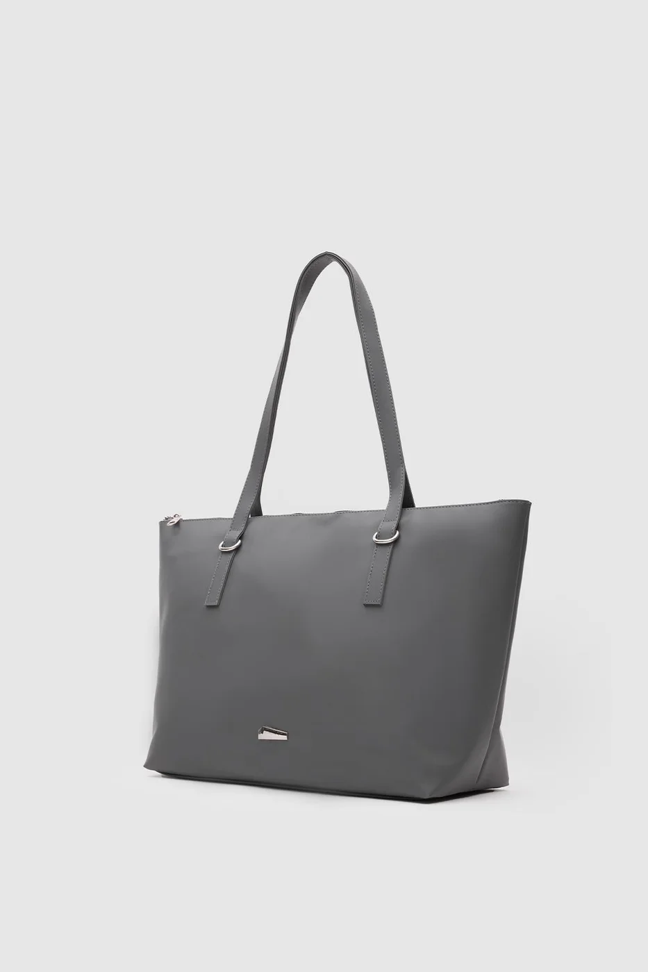 satin shoulder bag in charcoal