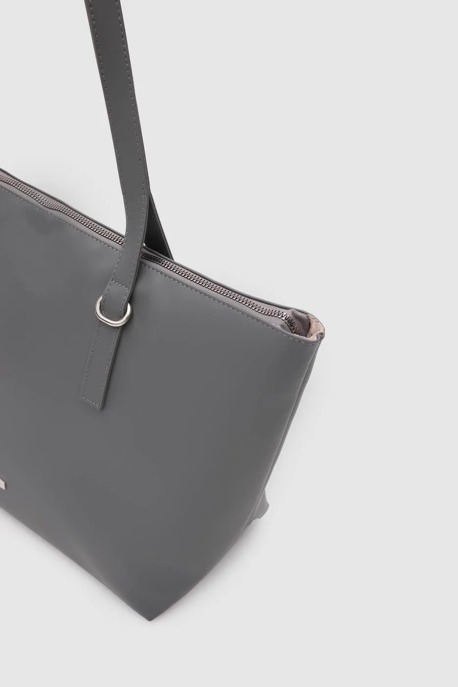 satin shoulder bag in charcoal