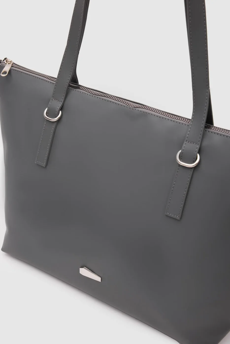 satin shoulder bag in charcoal