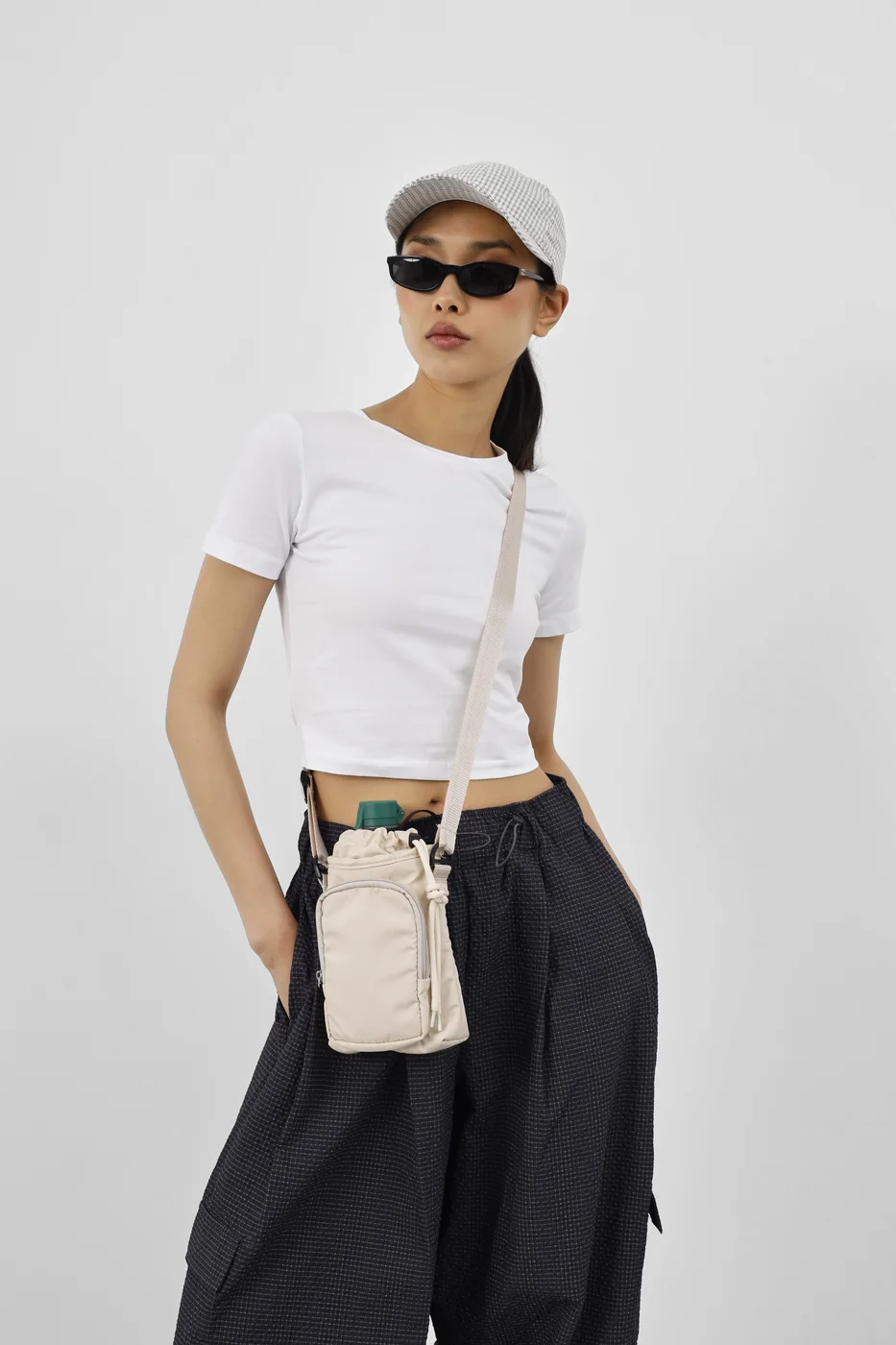 technical fabric crossbody bag technical fabric crossbody bag in cream