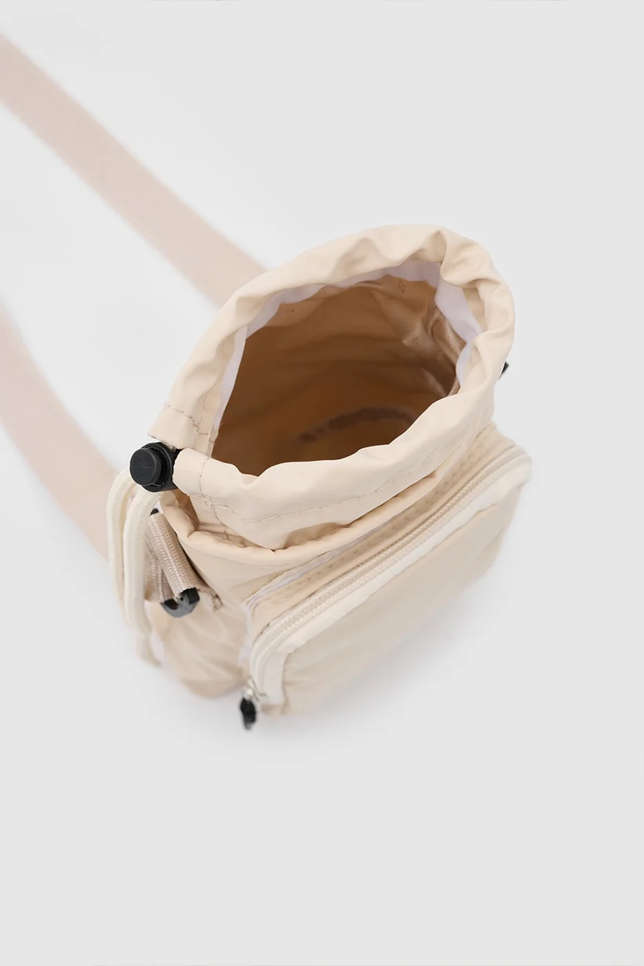 technical fabric crossbody bag in cream