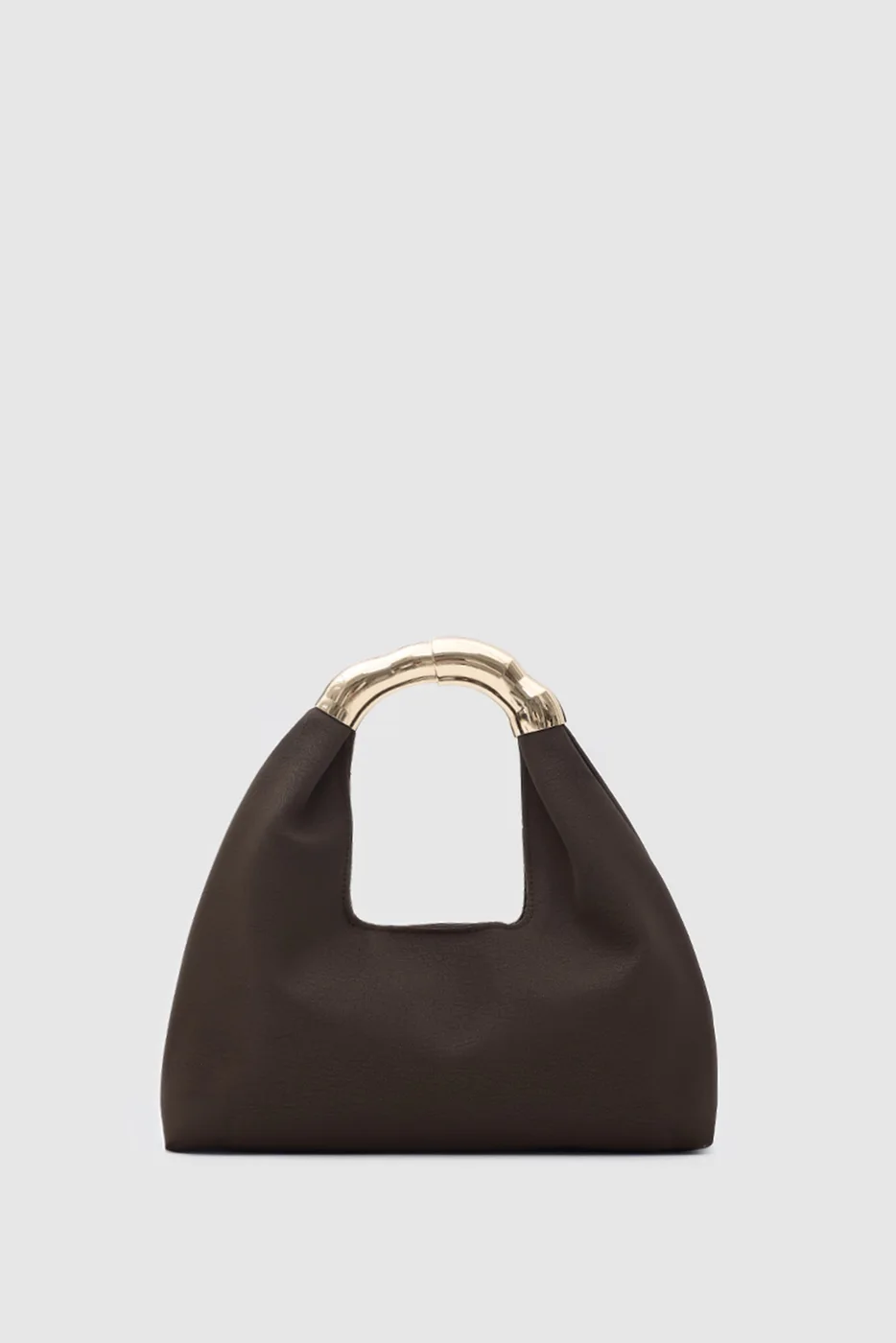 Faux leather shoulder bag with gold accents Faux leather shoulder bag with gold accents in dark brown