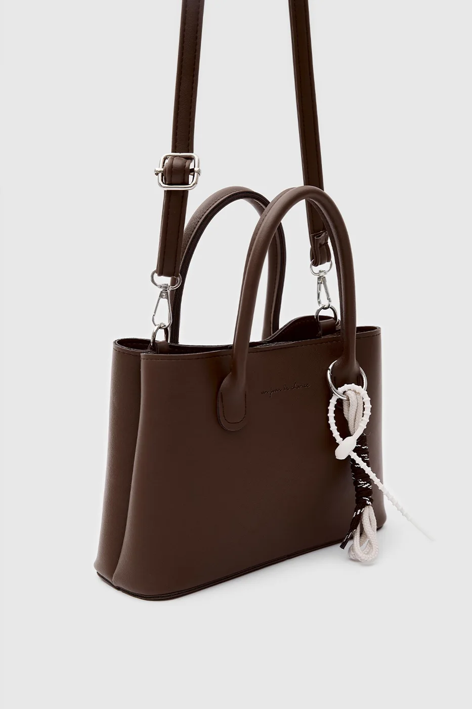 faux leather crossbody bag in dark brown