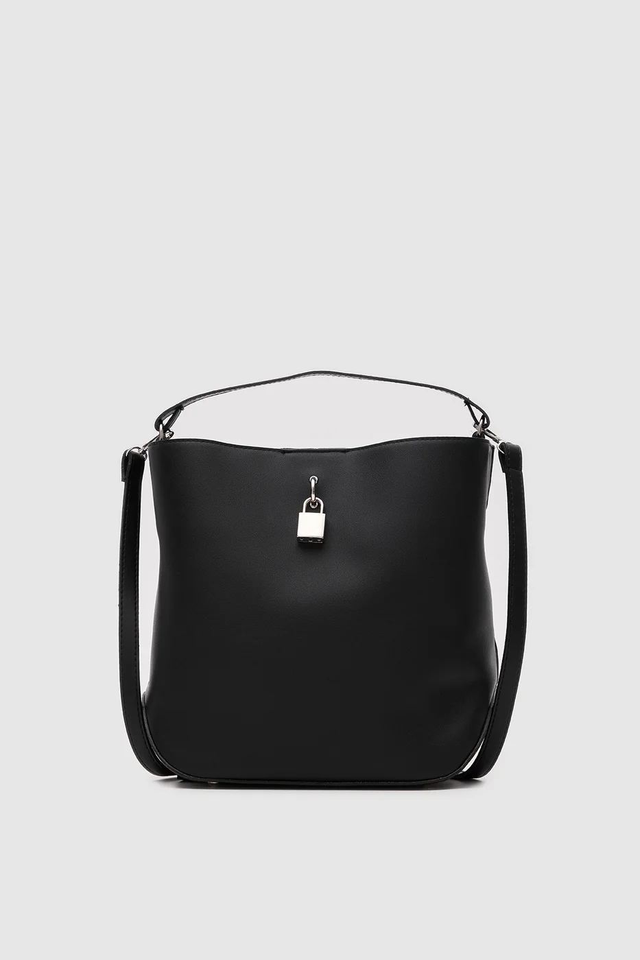 Faux leather shoulder bag in black