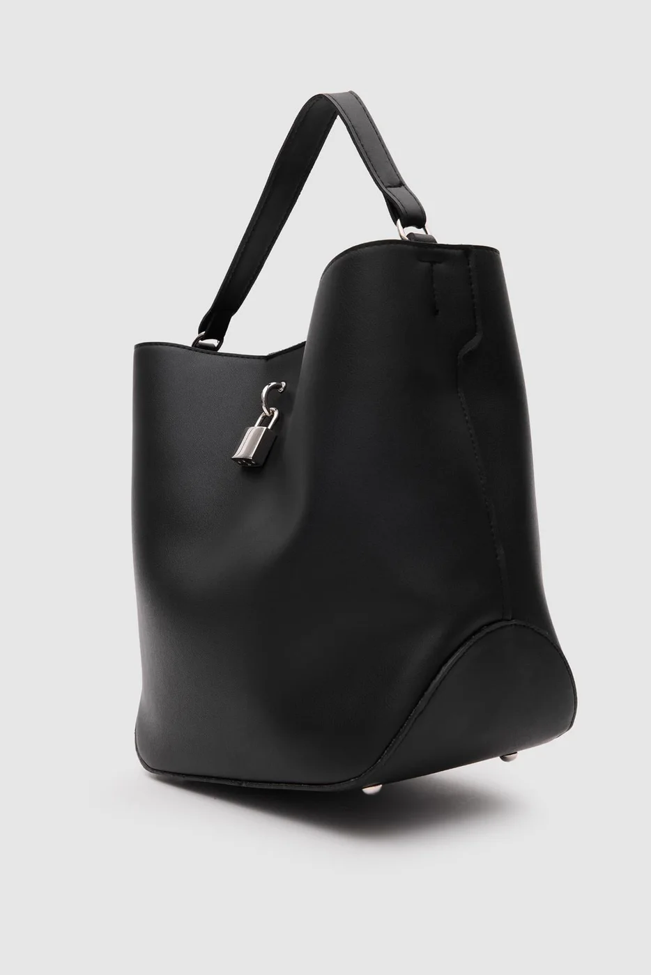 Faux leather shoulder bag in black
