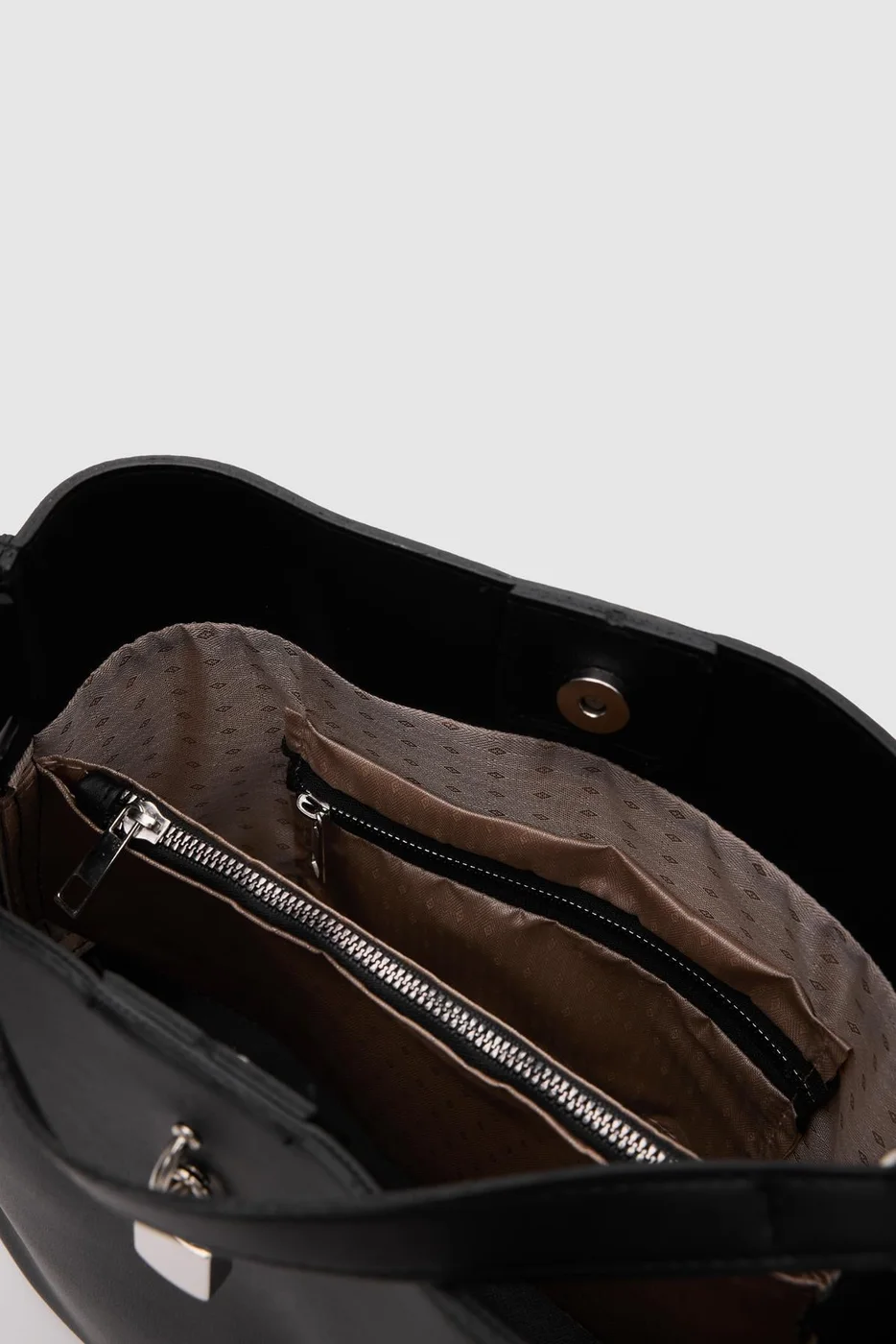 Faux leather shoulder bag in black