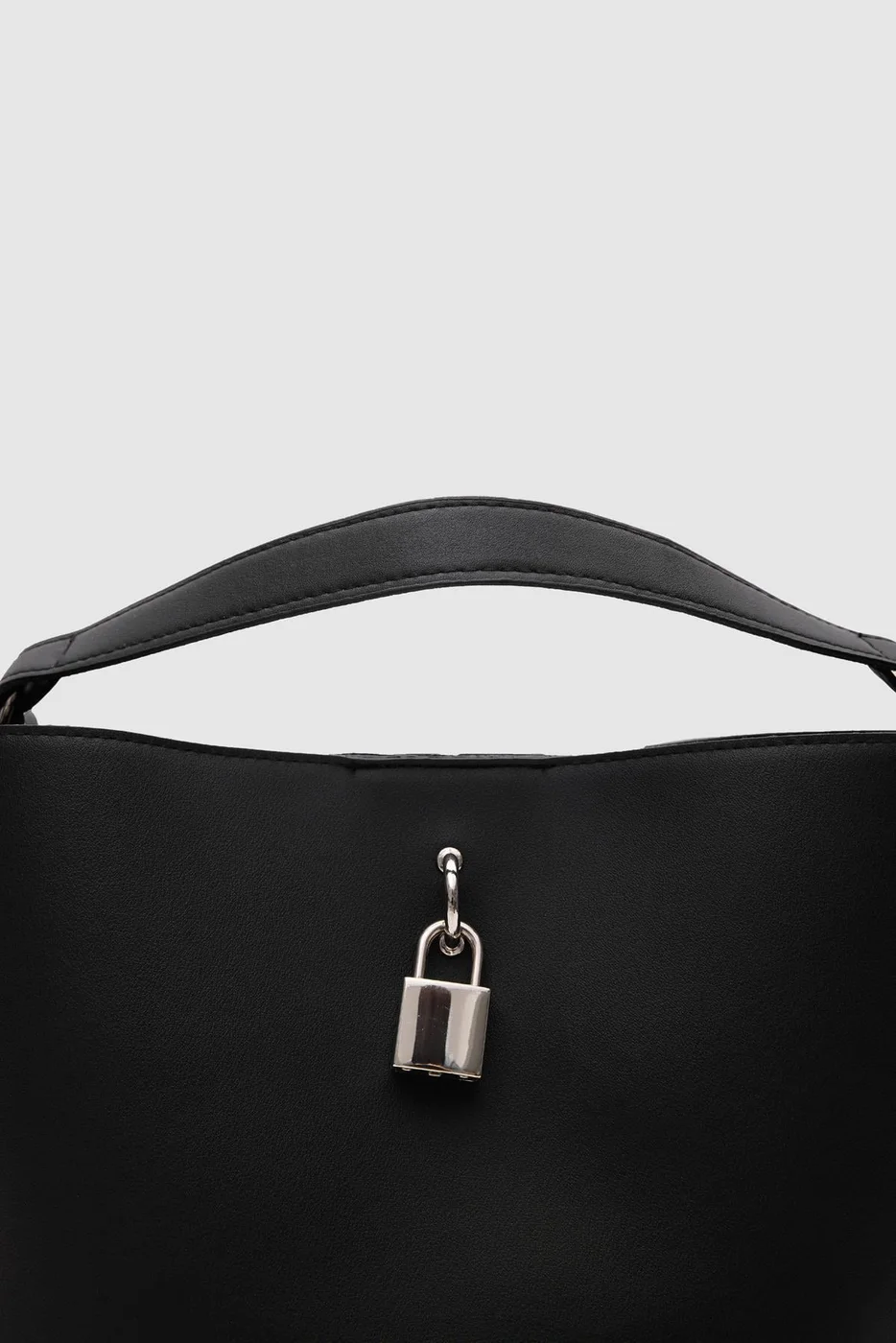 Faux leather shoulder bag in black