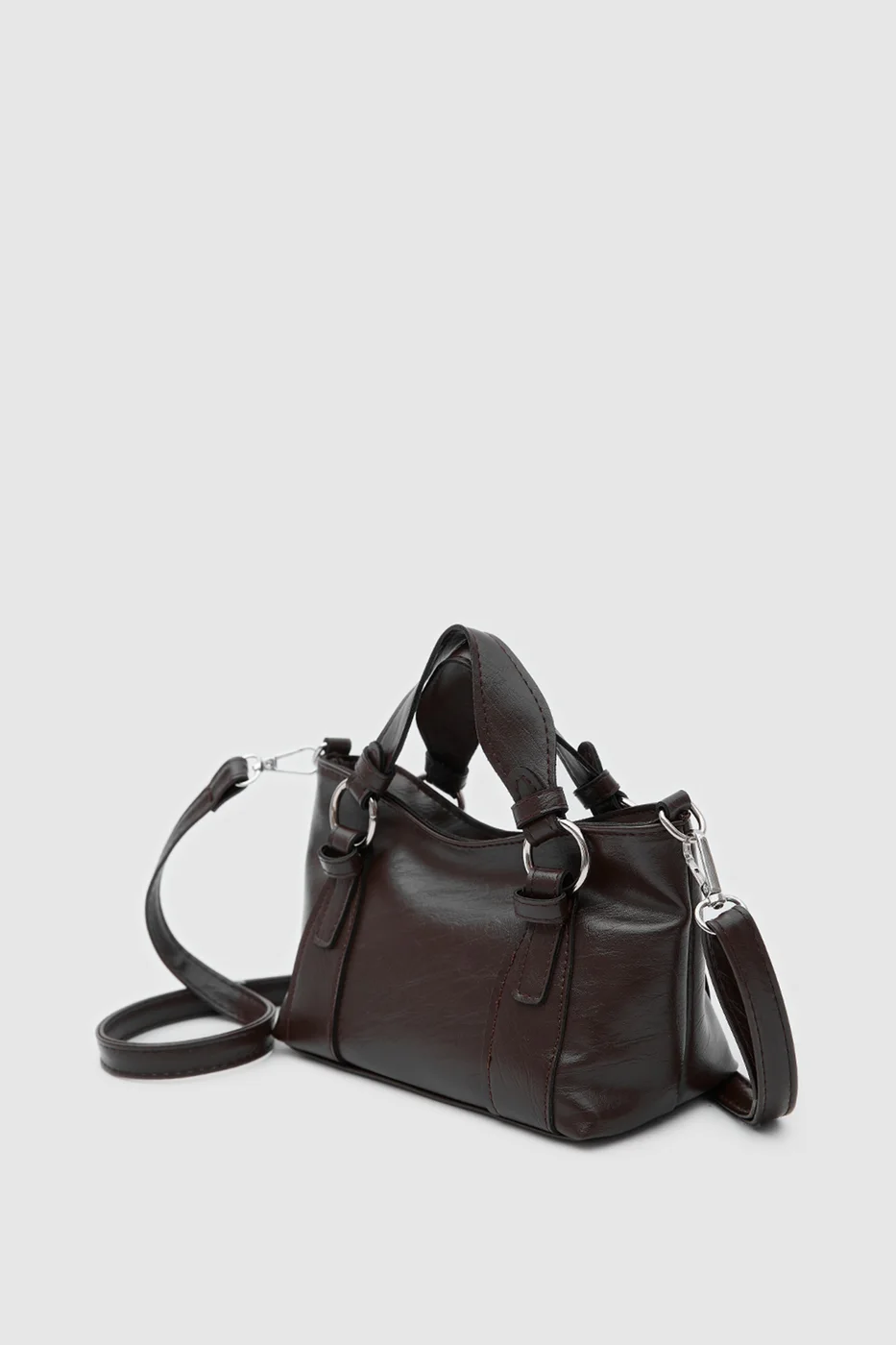 Faux leather crossbody bag Faux leather crossbody bag in dark brown