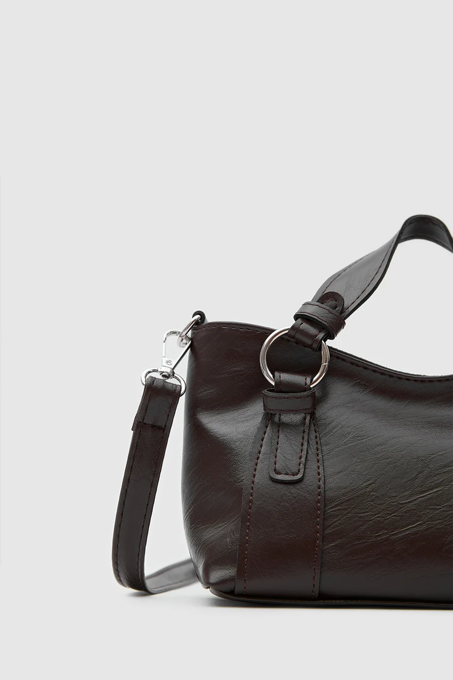 Faux leather crossbody bag Faux leather crossbody bag in dark brown