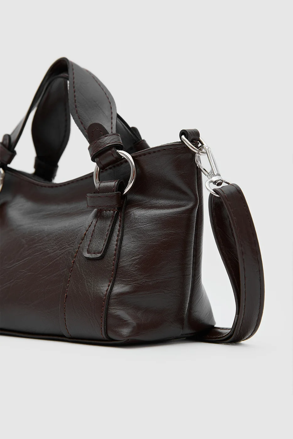 Faux leather crossbody bag Faux leather crossbody bag in dark brown