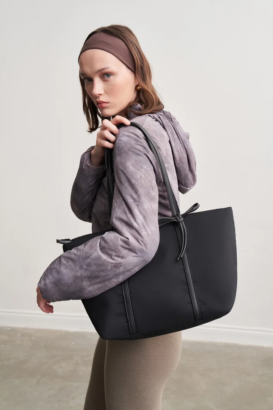 Faux Leather Shoulder Bag with Bow Detail Faux Leather Shoulder Bag with Bow Detail in black