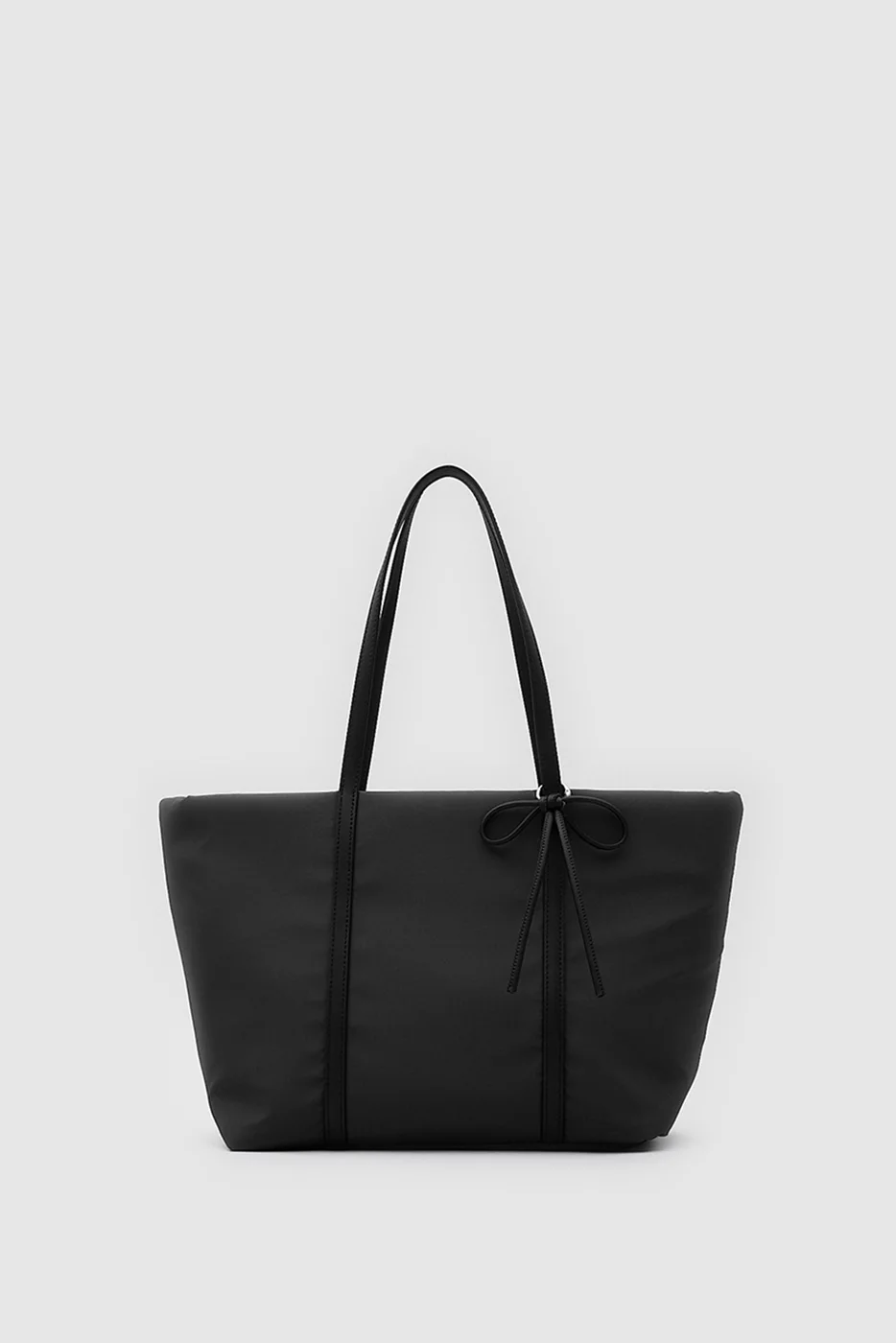 Faux Leather Shoulder Bag with Bow Detail Faux Leather Shoulder Bag with Bow Detail in black
