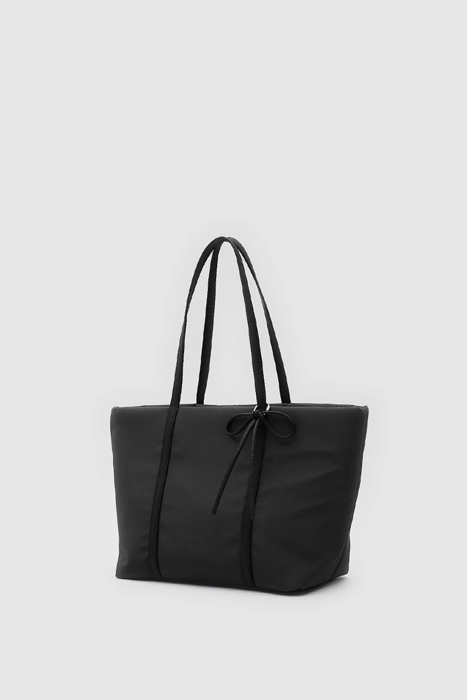 Faux Leather Shoulder Bag with Bow Detail Faux Leather Shoulder Bag with Bow Detail in black