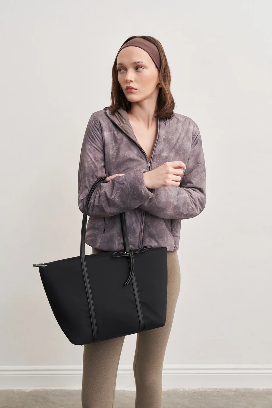 Faux Leather Shoulder Bag with Bow Detail Faux Leather Shoulder Bag with Bow Detail in black