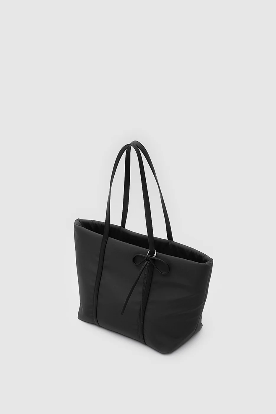 Faux Leather Shoulder Bag with Bow Detail Faux Leather Shoulder Bag with Bow Detail in black