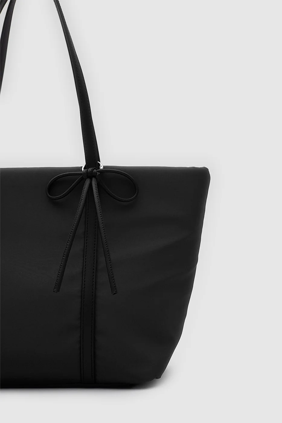 Faux Leather Shoulder Bag with Bow Detail Faux Leather Shoulder Bag with Bow Detail in black