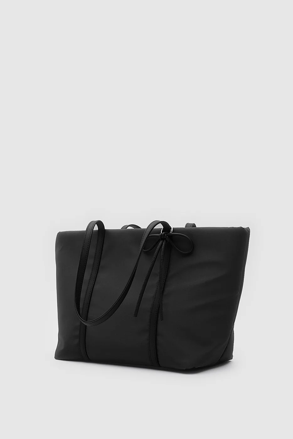 Faux Leather Shoulder Bag with Bow Detail Faux Leather Shoulder Bag with Bow Detail in black