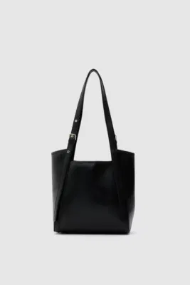 faux leather shoulder bag in black