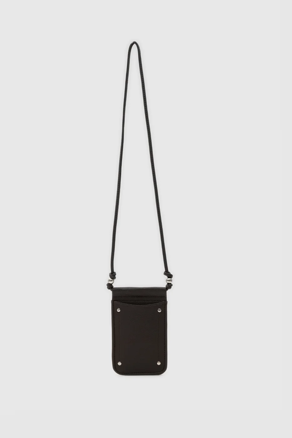 Faux leather phone bag in dark brown