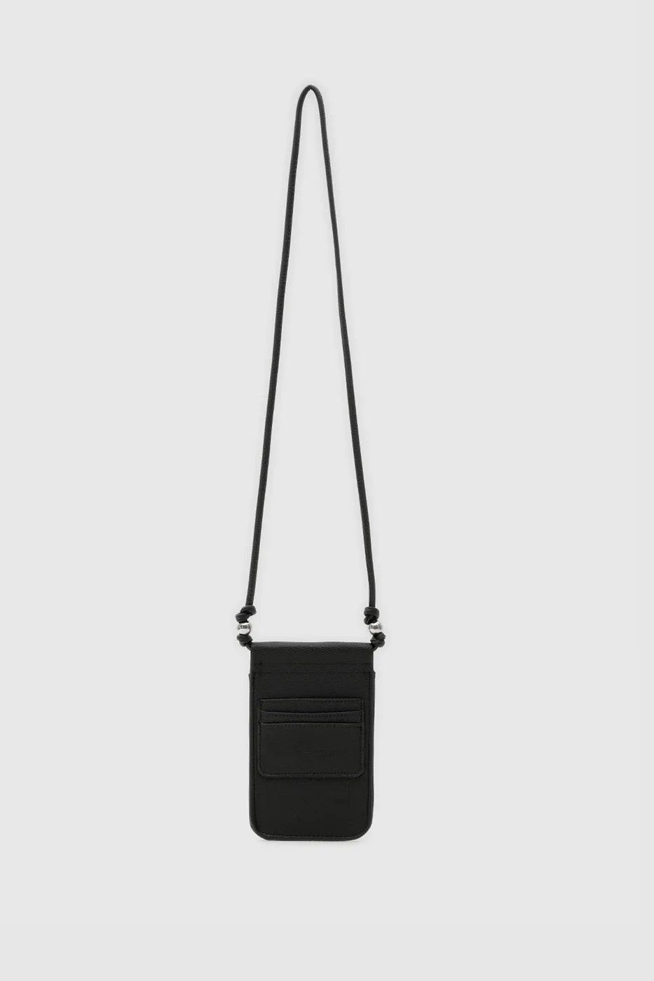 Faux leather phone bag in dark brown