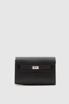 Faux leather crossbody bag for women in black