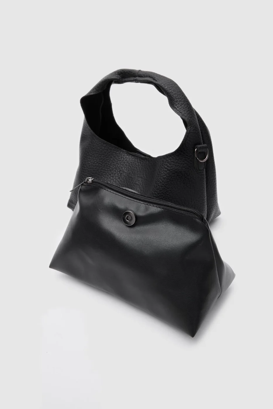 Faux Leather Crossbody Bag in black