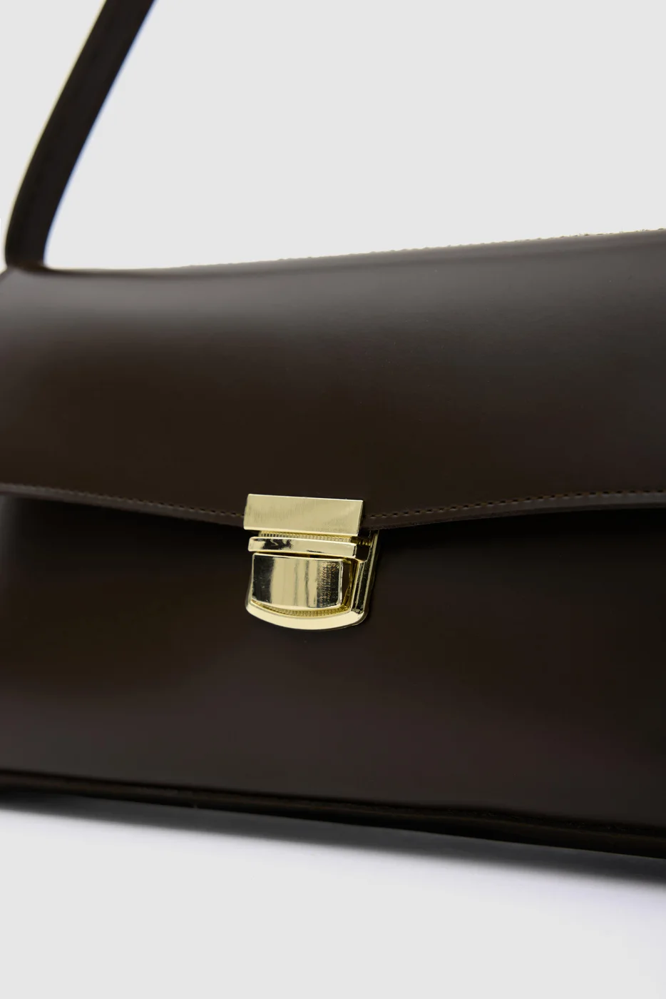Faux leather baguette bag in brown