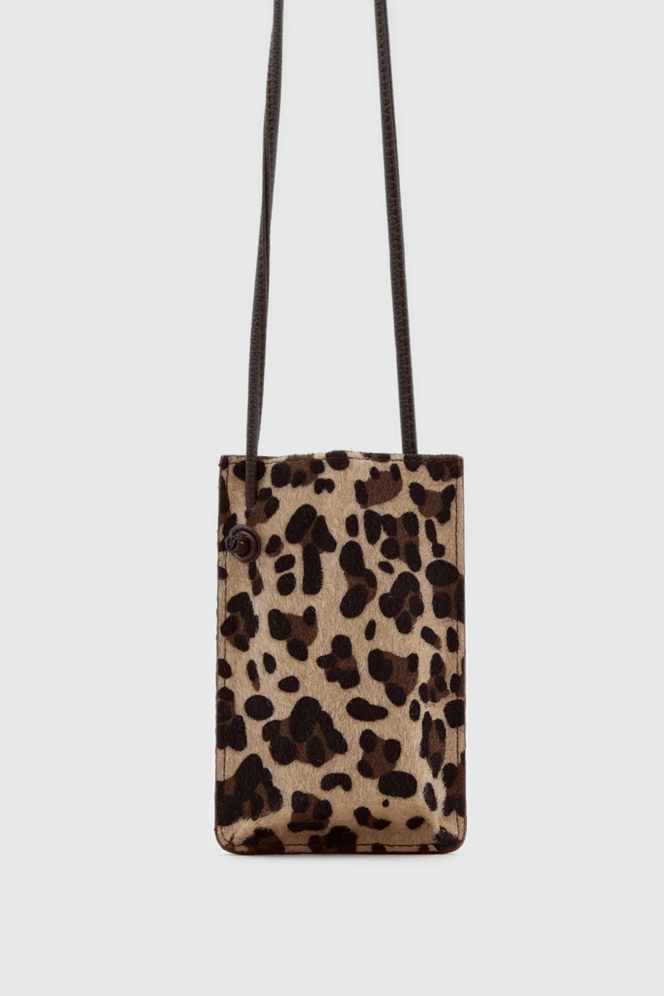 faux leather phone bag for stylish women in leopard