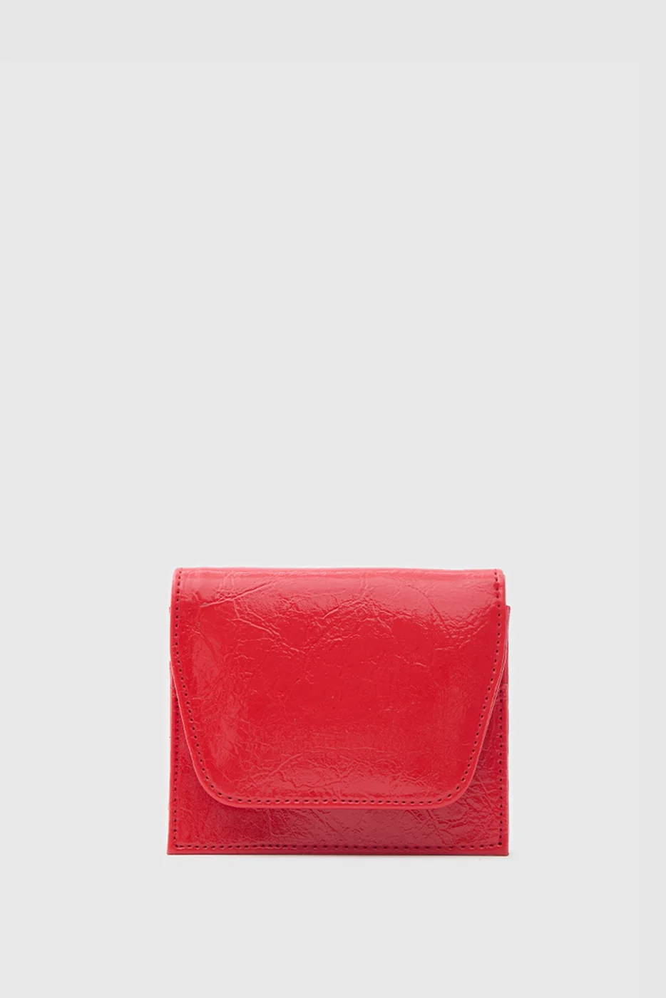Leya faux leather wallet with mirror and lipstick pocket in red