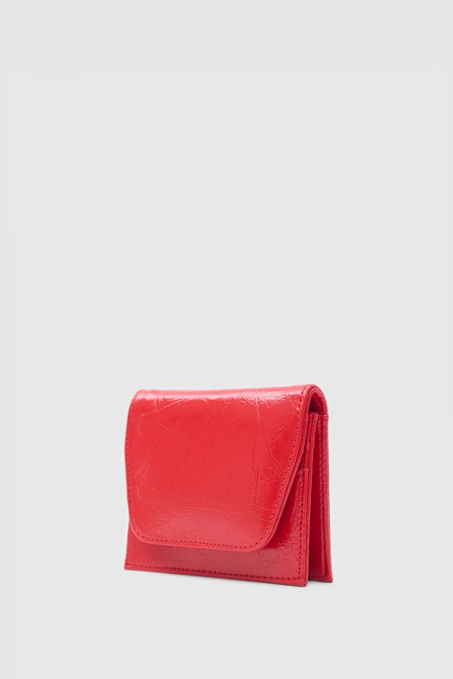 Leya faux leather wallet with mirror and lipstick pocket in red