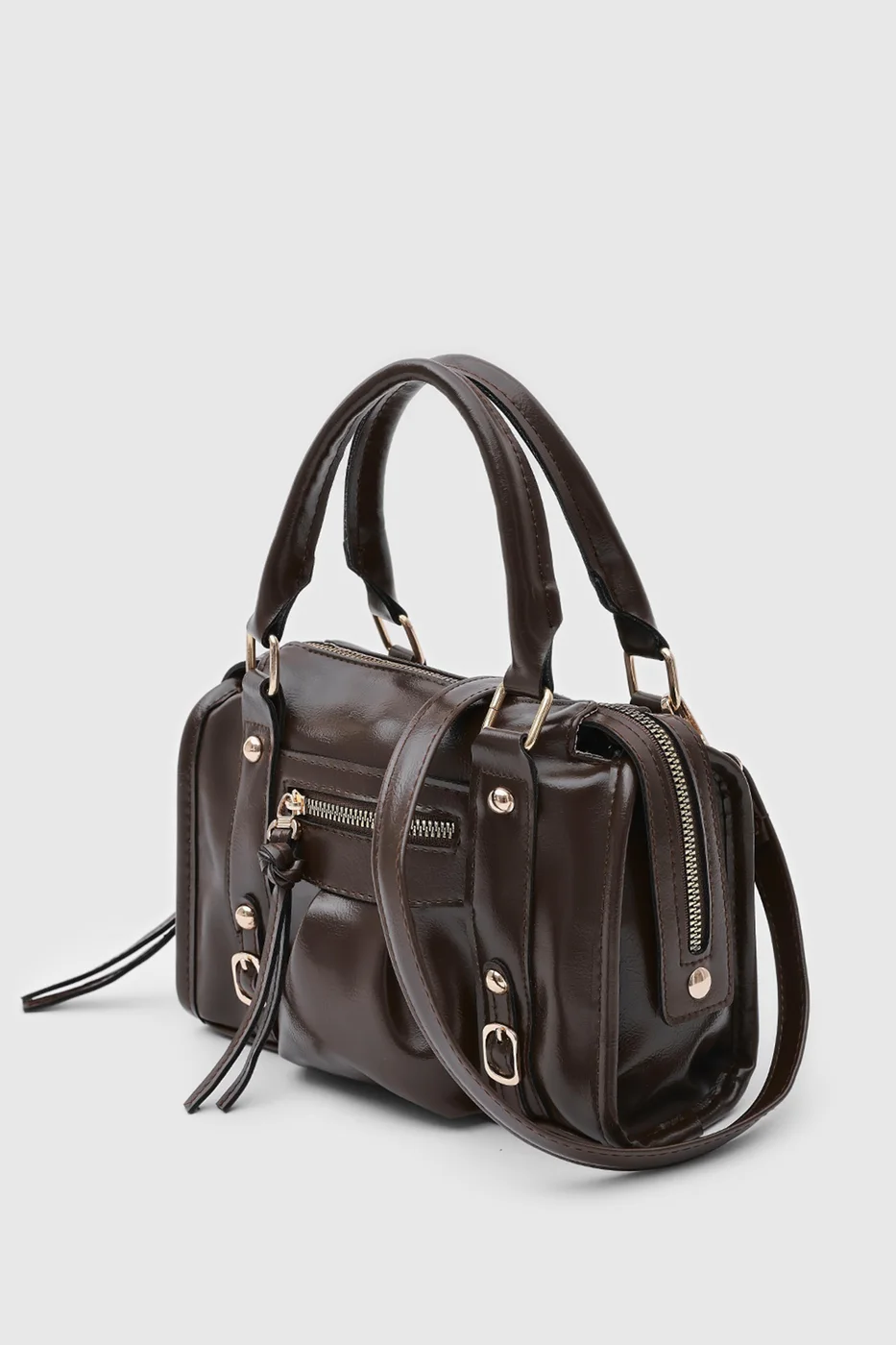 Faux leather crossbody bag Faux leather crossbody bag in dark brown