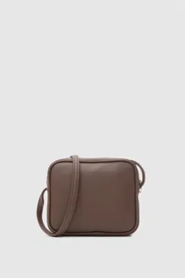 Faux leather crossbody bag for women in dark brown